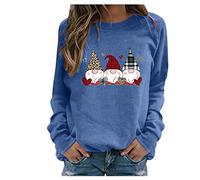 QJDFLL Saint Valentin Femmes Valentine O col Populaire Sweat Ample Classique imprimé à Manches Longues Haut d Hiver Pull Chemises Cadeau de Saint Valentin(Bleu,3XL)
