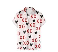 QJDFLL Saint Valentin Haut à Manches Courtes pour Hommes, imprimé numérique 3D, la Mode, Saint-Valentin idee Cadeau Couple 1(Rose Vif,L)