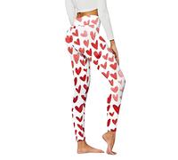 QJDFLL Saint Valentin Leggings pour Femmes Saint Valentin Mignon imprimé décontracté Confortable Maison Boot Pantalon Cadeau Copine(Rose,S)
