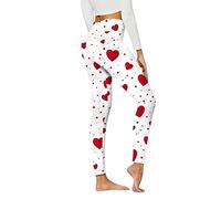 QJDFLL Saint Valentin Leggings pour Femmes Saint Valentin Mignon imprimé décontracté Confortable Maison Boot Pantalon Cadeau Copine(Blanc,L)