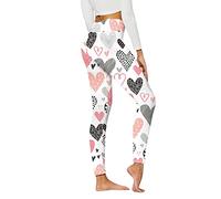 QJDFLL Saint Valentin Leggings pour Femmes Saint Valentin Mignon imprimé décontracté Confortable Maison Boot Pantalon Cadeau Copine(Rouge,M)