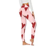 QJDFLL Saint Valentin Leggings pour Femmes Saint Valentin Mignon imprimé décontracté Confortable Maison Boot Pantalon Cadeau Copine(Rose Vif,XXL)