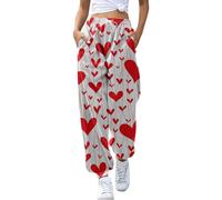 QJDFLL Saint Valentin Pantalon de Jogging Cargo Taille Haute pour Femme | Coupe Ample avec Poche et Cordon Serrage aux Chevilles Petit(Rouge,XL)