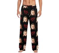 QJDFLL Saint Valentin Pantalon décontracté à Cordon de Serrage, Confortable, idéal pour Les Nuits Noces. Imprimé Doux la Saint-Valentin. Coupe Ample et Taille(Le Noir,XL)