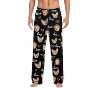 QJDFLL Saint Valentin Pantalon décontracté à cordon de serrage, pyjama confortable, tissu doux et respirant, coupe ample, imprimé vacances cadeau anniversaire femme(Le noir,XL)