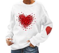 QJDFLL Saint Valentin Pull à Manches Longues et col Rond, Doux décontracté, idéal pour Le Sport au Quotidien Les activités physiques légères. Cadeau(Blanc,L)