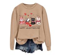QJDFLL Saint Valentin Pull sans Capuche imprimé Coeur Amoureux Cadeau(Kaki,S)