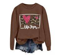 QJDFLL Saint Valentin Pull sans Capuche imprimé Coeur Amoureux Cadeaux pour la Saint(Brun,M)