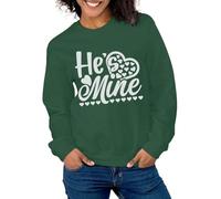 QJDFLL Saint Valentin Pull sans Capuche imprimé cœur He is Lovers Cadeau pour Un(Dark Vert,S)