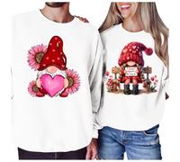 QJDFLL Saint Valentin Pull sans Capuche imprimé Dessin animé pour Couple (Homme)(Blanc,S)