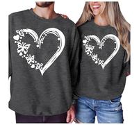 QJDFLL Saint Valentin Pull sans Capuche imprimé Lovers Cadeaux(Grey,L)