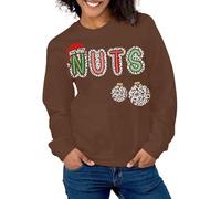 QJDFLL Saint Valentin Pulls de Noël pour Couples, Sweat-Shirts Graphiques Unisexes Assortis Adultes, Lui et Elle Cadeau Couple(Brun,S)