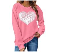 QJDFLL Saint Valentin Question sur Le thème de la Saint-Valentin pour Femme : Haut à Capuche sans Manches Longues et col Rond, Confortable décontracté, Mode(Rose Vif,XL)