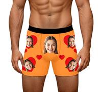 QJDFLL Saint Valentin Slips à imprimés Amusants pour Un Original, en Tissu Stretch Confortable et Ceinture Respirante idée Cadeau(Orange,M)
