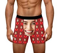 QJDFLL Saint Valentin Slips imprimés Originaux pour sous-vêtements Confortables, Respirants, Doux et Extensibles, avec des Motifs Une Tenue décontractée Cadeau Saint(Brick Rouge,L)