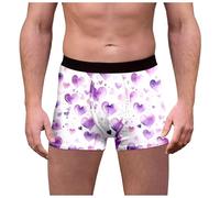 QJDFLL Saint Valentin sous-vêtements imprimés pour Hommes la Saint-Valentin, Style Short spécial cœur Rouge et Rose, Taille Moyenne Cadeau(Light Violet,L)