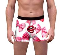 QJDFLL Saint Valentin sous-vêtements imprimés pour Hommes la Saint-Valentin, Style Short spécial cœur Rouge et Rose, Taille Moyenne Cadeau Amoureux(Rose,S)