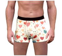 QJDFLL Saint Valentin sous-vêtements imprimés pour Hommes la Saint-Valentin, Style Short spécial cœur Rouge et Rose, Taille Moyenne idee Cadeau 2 Ans de(Light Jaune,M)