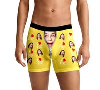 QJDFLL Saint Valentin sous-vêtements pour la Saint-Valentin Lui - Édition spéciale Couples Personnalisable Une Surprise Cadeau Saint Valentin(Jaune,XL)