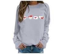 QJDFLL Saint Valentin Sweat à Capuche col Rond imprimé décontracté pour Femme la Saint-Valentin décoration(Light Gris,M)