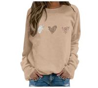 QJDFLL Saint Valentin Sweat à Capuche col Rond imprimé décontracté pour Femme la Saint-Valentin(Kaki,XL)