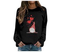 QJDFLL Saint Valentin Sweat à Capuche de Sport Manches Longues et col Rond imprimé décontracté pour Femme la Saint-Valentin Cadeaux Couple(Le Noir,M)