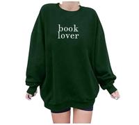 QJDFLL Saint Valentin Sweat à Capuche décontracté Manches Longues pour Femme avec Pull col Ras du Cou Plus de Confort et Style Boyfriend(Dark Vert,XXL)