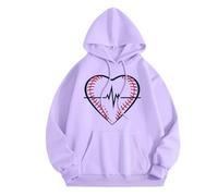QJDFLL Saint Valentin Sweat à Capuche imprimé cœur pour Femme, Haut décontracté et Ample, Pull Tendance Valentine s(Violet,XXL)