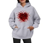 QJDFLL Saint Valentin Sweat à Capuche imprimé Saint-Valentin pour Femme Cadeau(Light Gris,L)