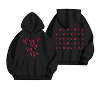 QJDFLL Saint Valentin Sweat à Capuche imprimé Tendance pour Femme la Saint-Valentin(Le Noir,XXL)