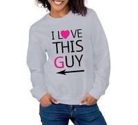 QJDFLL Saint Valentin Sweat à Capuche Manches Longues décontracté avec imprimé cœur pour Couple I This Guy Hommes et Femmes Cadeau Homme(Grey,S)