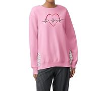 QJDFLL Saint Valentin Sweat à Capuche Manches Longues et col Ras du Cou pour Femme, imprimé Saint-Valentin, brodé, 4 Cadeau Couple Saint(Rose,M)