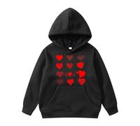 QJDFLL Saint Valentin Sweat à Capuche Manches Longues pour Enfants avec imprimé Saint-Valentin Cadeau(Le Noir,6-8Years)