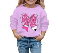 QJDFLL Saint Valentin Sweat à Capuche pour Enfants imprimé nœud Crayon la Mode Automne et Hiver Saint Valentin(Violet,5-6 Years)