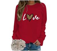 QJDFLL Saint Valentin Sweat à Capuche Rond décontracté pour Femme avec imprimé en Forme de cœur la Saint-Valentin Mariage(Rouge,XL)