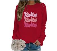 QJDFLL Saint Valentin Sweat à Capuche Rond décontracté pour Femme avec imprimé en Forme de cœur la Saint-Valentin Cadeau(Rouge,XL)