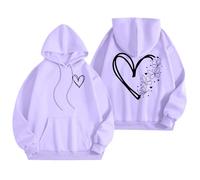 QJDFLL Saint Valentin Sweat à Capuche Unisexe imprimé Saint-Valentin décontracté Haut Ample Cadeau Amoureux pour(Violet,XL)