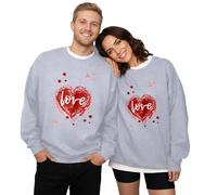 QJDFLL Saint Valentin Sweat-Shirt à Capuche imprimé pour Couples (Homme et Femme) Cadeau Amoureux(Grey,S)
