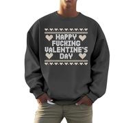 QJDFLL Saint Valentin Sweat-Shirt à col Ras du Cou imprimé Lettre Saint-Valentin pour Hommes et Femmes, Pull-Over décontracté Decoration St(Gris foncé,3XL)