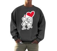 QJDFLL Saint Valentin Sweat-Shirt à col Ras du Cou imprimé Lettre Saint-Valentin pour Hommes et Femmes, Pull-Over décontracté Saint Valentin(Gris foncé,M)
