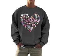 QJDFLL Saint Valentin Sweat-Shirt à col Ras du Cou imprimé Lettre Saint-Valentin pour Hommes et Femmes, Pull-Over décontracté Cadeau(Gris foncé,XL)