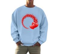 QJDFLL Saint Valentin Sweat-Shirt à col Ras du Cou imprimé Lettre Saint-Valentin pour Hommes et Femmes, Pull-Over décontracté Cadeau personnalisé(Bleu Ciel,L)