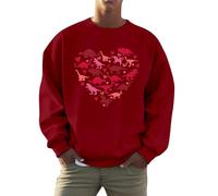 QJDFLL Saint Valentin Sweat-Shirt à col Ras du Cou imprimé Lettre Saint-Valentin pour Hommes et Femmes, Pull-Over décontracté Saint(Rouge,S)
