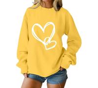 QJDFLL Saint Valentin Sweat-Shirt à col Rond sans Capuche, Manches Longues, Pull décontracté, Maille athlétique Douce pour Un Confort et Style Quotidien Cadeau(Jaune,XL)