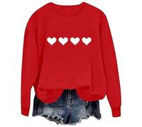 QJDFLL Saint Valentin Sweat-Shirt à Manches Longues en Polaire Douce et Confortable pour Filles avec Un Joli imprimé cœur, Pull Chaud d Hiver Enfants Cadeau(Rouge,2-3 Ans)