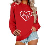 QJDFLL Saint Valentin Sweat-Shirt à Manches Longues et col Rond imprimé Saint-Valentin, décontracté, Doux Confortable. Cadeau pour(Rouge,L)