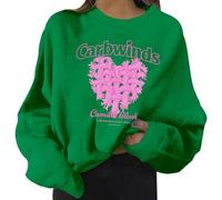 QJDFLL Saint Valentin Sweat-Shirt décontracté à Manches Longues pour Femme, imprimé cœur, sans Capuche, Haut Confortable et élégant Un Usage Quotidien(Vert,XL)