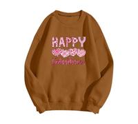 QJDFLL Saint Valentin Sweat-Shirt imprimé Nouveau Pull Ample pour la Saint-Valentin à col Rond Cadeau 1 an(Café,XL)