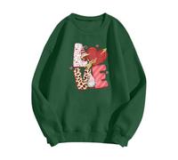 QJDFLL Saint Valentin Sweat-Shirt imprimé Nouveau Pull Ample pour la Saint-Valentin à col Rond Cadeau Amoureux(Dark Vert,XL)