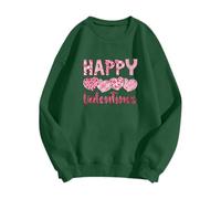 QJDFLL Saint Valentin Sweat-Shirt imprimé Nouveau Pull Ample pour la Saint-Valentin à col Rond Cadeau 1 an(Dark Vert,L)